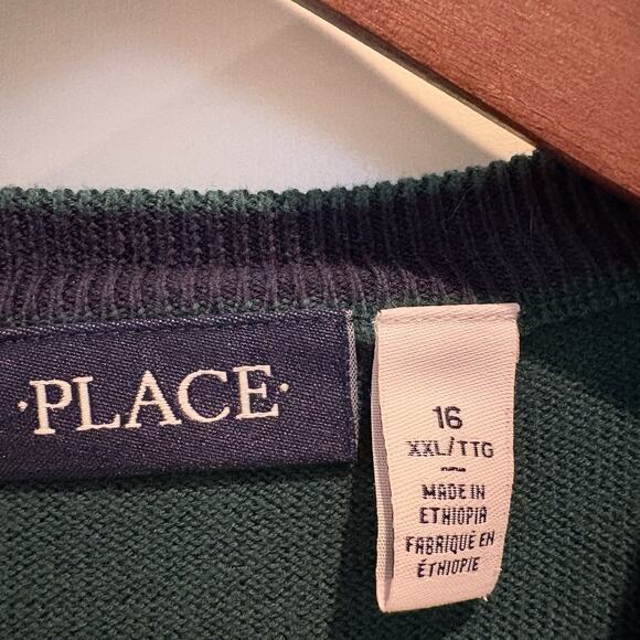 Lot Of 2 Children’s Place Sweaters Boys XXL 16 Grey Green Long Sleeve - Picture 10 of 11